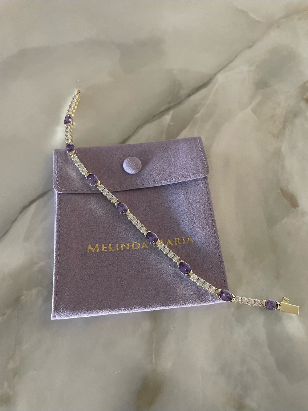 NWT Melinda Maria Gold “The Maven Tennis Bracelet 3mm” - Picture 5 of 8
